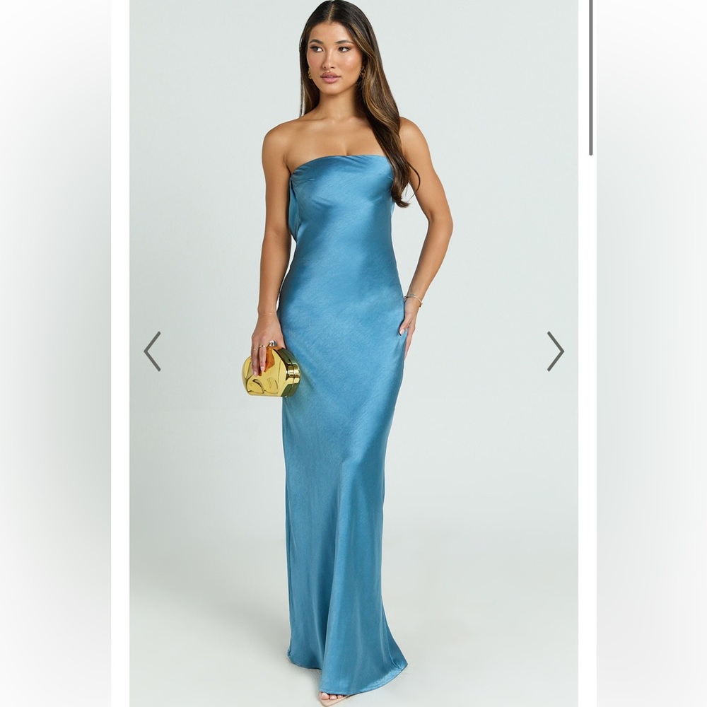 Showpo Charlita Maxi Dress Steel Blue Wedding Guest Dress
